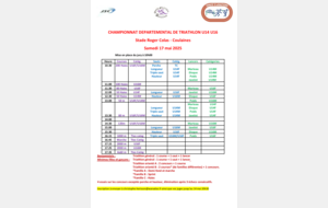 CHAMPIONNAT DEPARTEMENTAL DE TRIATHLON U14 U16 Stade Roger Colas 